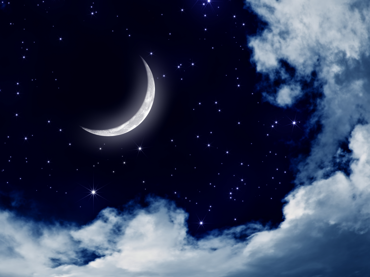 stars, sky, landscape, night , moon, nature, лунный свет, clouds, moonlight, луна