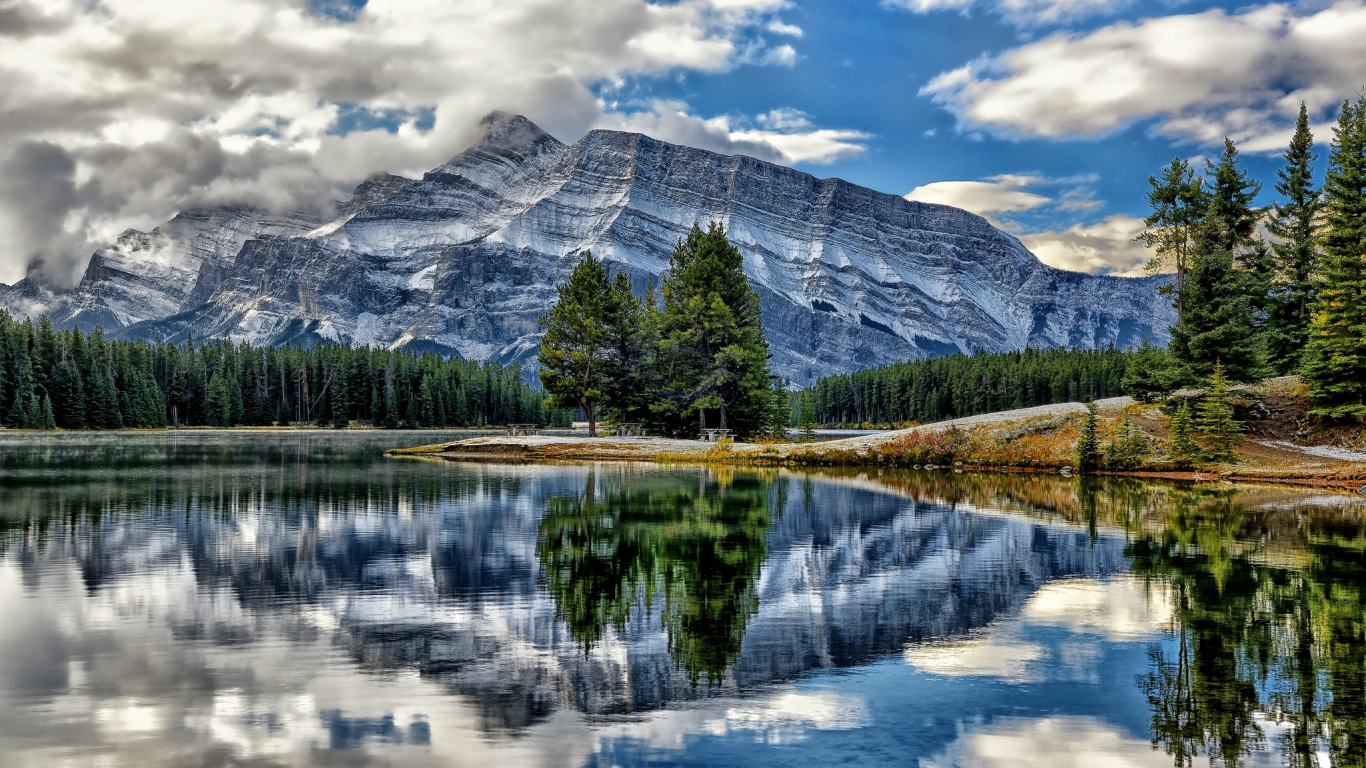 vermillion lakes, alberta, canada, озёра вермилион, banff national park, mount rundle