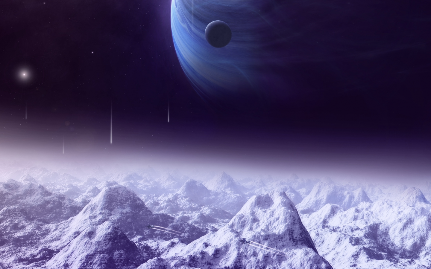 lights, satellite, planets, space ships, sci fi, moon, mountains