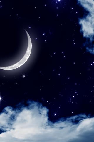 stars, sky, landscape, night , moon, nature, лунный свет, clouds, moonlight, луна