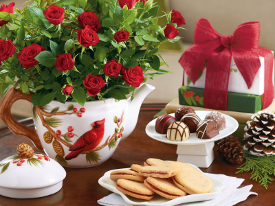 печенье, праздники, цветы, шоколад, букет, конфеты