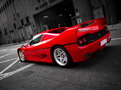 ferrari, феррари, улица, street, red, f50, красный, back, ф50