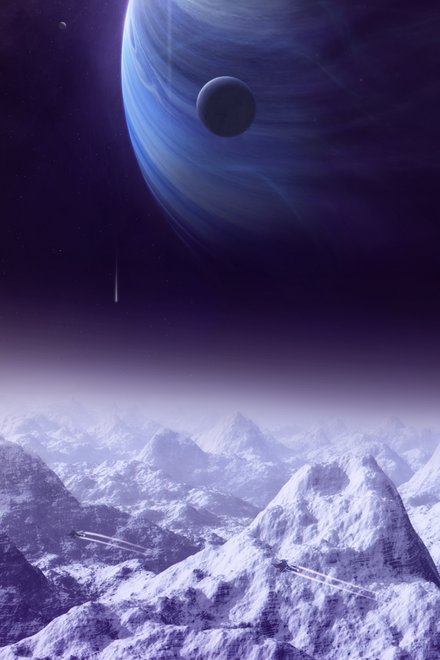 lights, satellite, planets, space ships, sci fi, moon, mountains