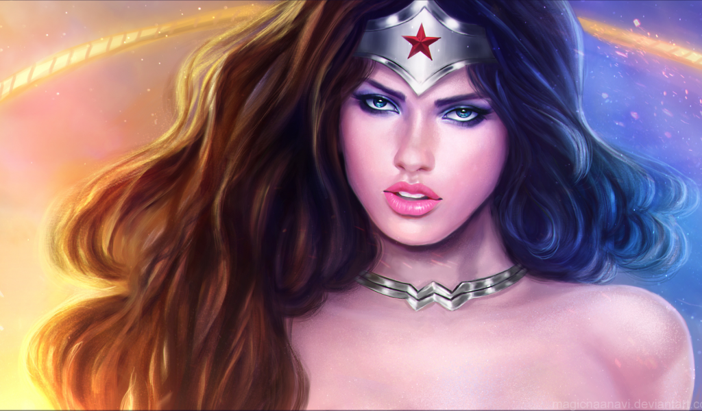 лицо, звезда, арт, девушка, wonder woman