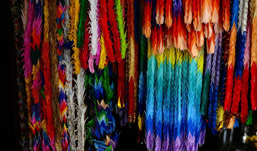 paper, oriental, thousand origami cranes, to sell, many colors, origami