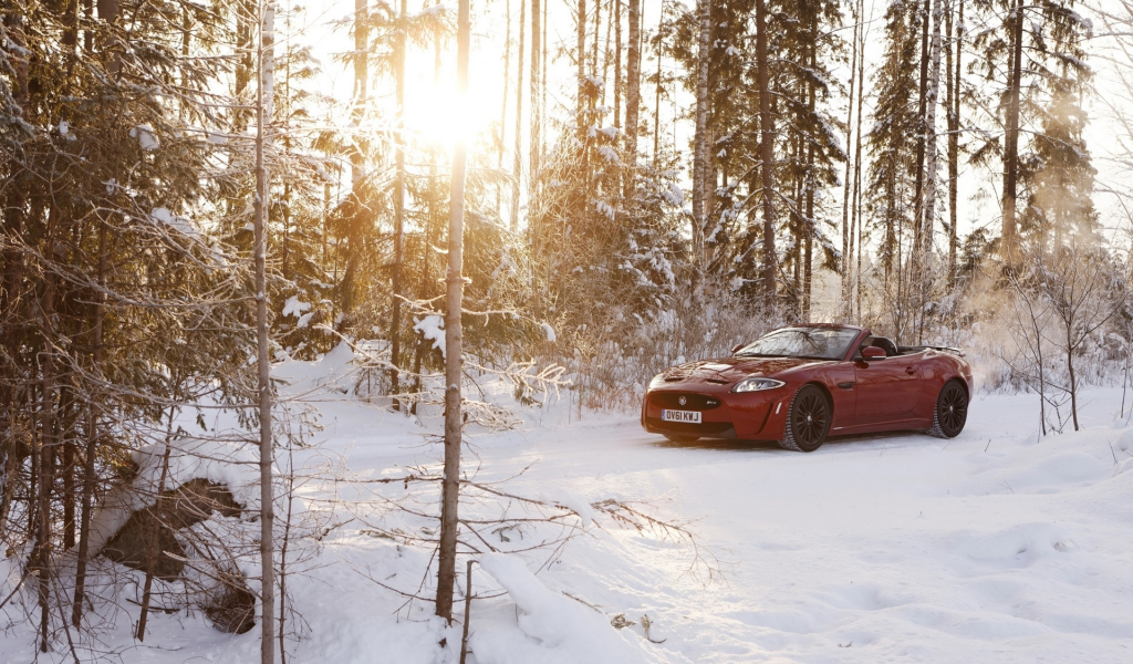 xkr-s, jaguar, снег, кабриолет, зима, красный, ягуар, convertible
