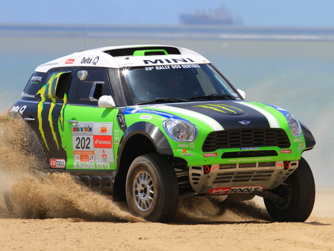 rally, x-raid, передок, мини купер, зеленый, mini cooper, dakar, mini, 202