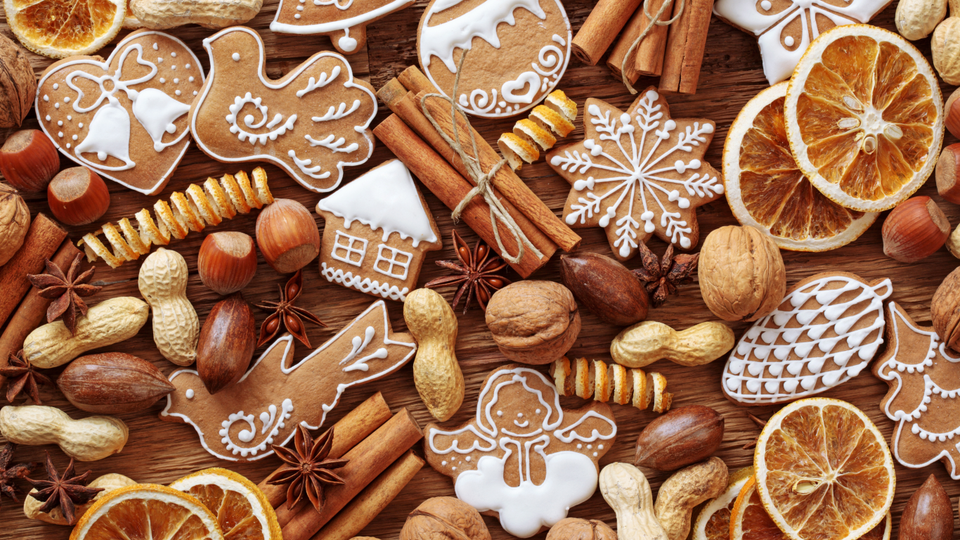 орехи, выпечка, пряности, новогоднее, фигурки, печенье