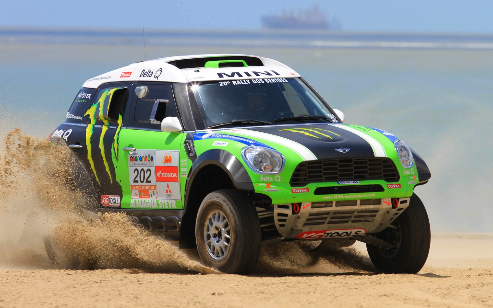 rally, x-raid, передок, мини купер, зеленый, mini cooper, dakar, mini, 202