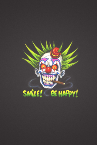зеленый, сигарета, clown, надпись, клоун, улыбка, зубастый