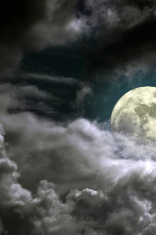 full moon, sky, облачно ночь, moonlight, cloudy night, небо, полная луна