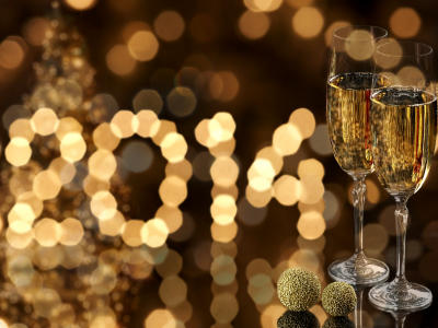 праздники, шампанское, бокалы, 2014, боке, цифры, золото