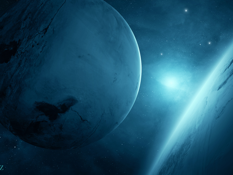 two, planet blue, light, sci fi, 2