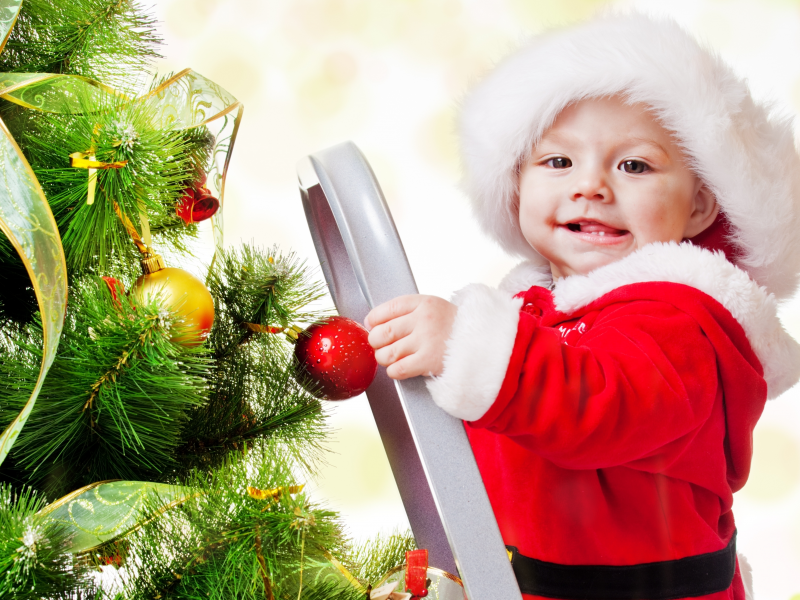 children , ladder, christmas tree, merry christmas , adorable funny beautiful kid, new year
