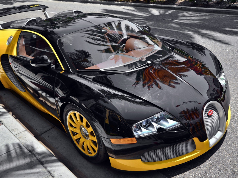 eb, bugatti, veyron, street, yellow, supercar