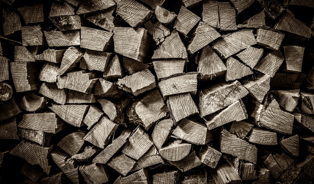 black and white, wood, pile of wood