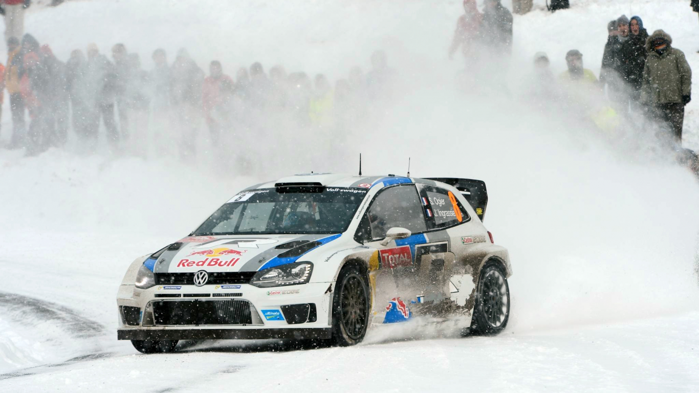 wrc, rally, зима, polo, ралли, машина, снег, спорт, volkswagen