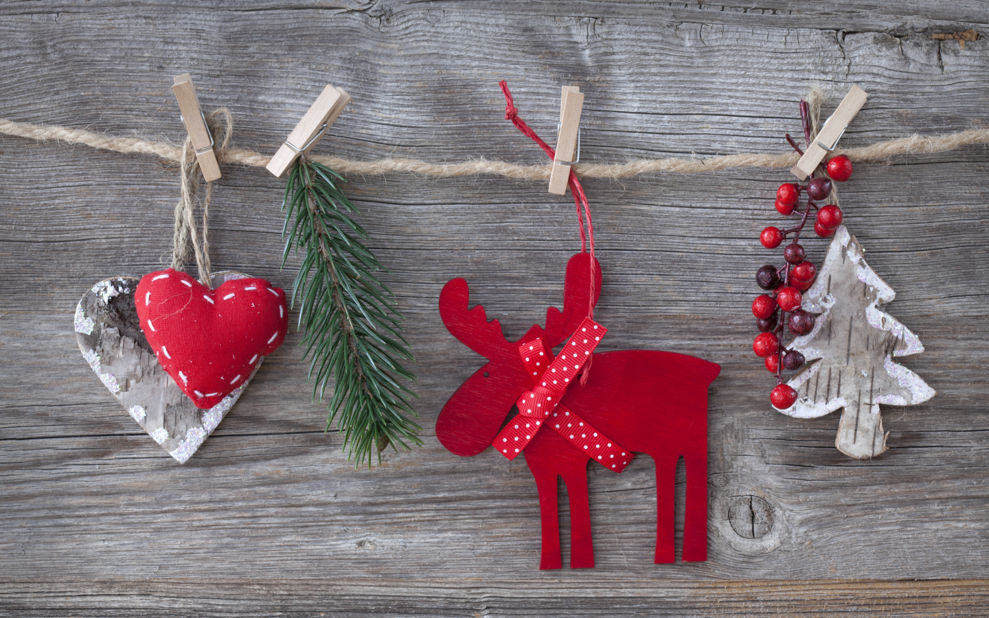 christmas tree, decorations, cherry, toys, merry christmas, new year, reindeer, hearts