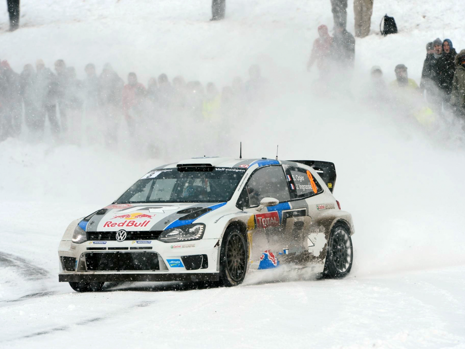 wrc, rally, зима, polo, ралли, машина, снег, спорт, volkswagen