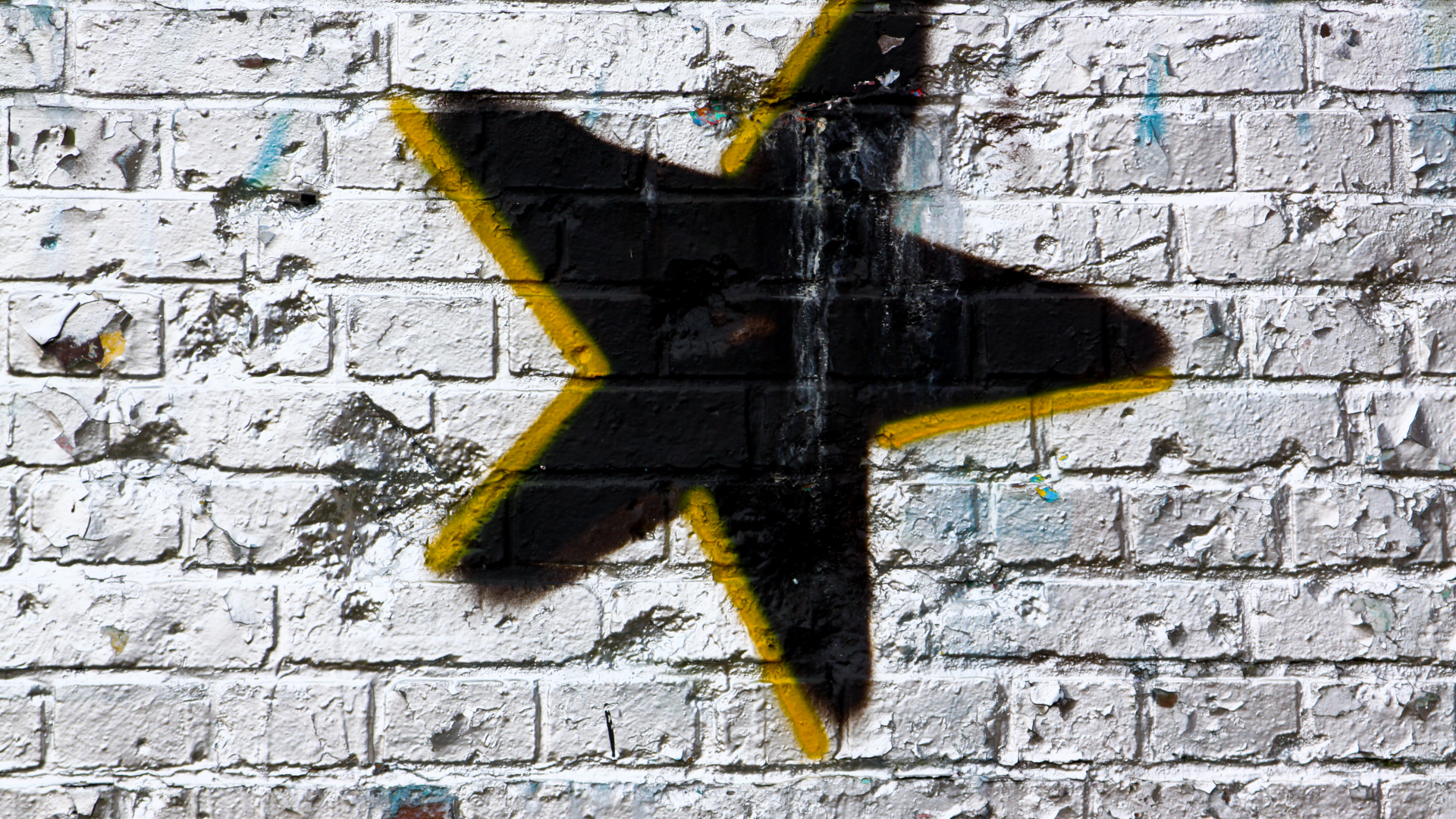 pattern, black, white, wall, spray paint, yellow, star