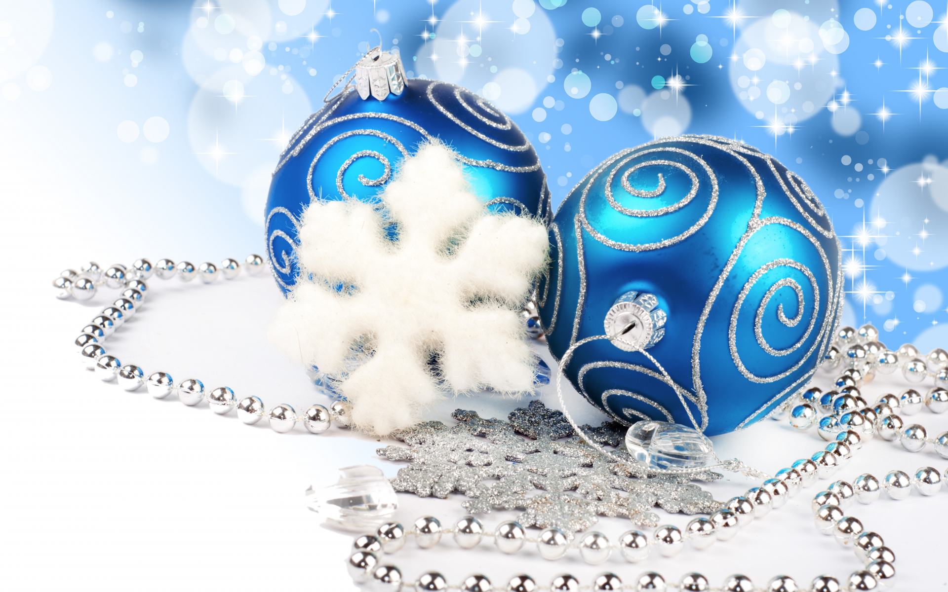 bokeh, blue balls, new year , merry christmas, necklace, diamonds, decoration, jewelry, lights