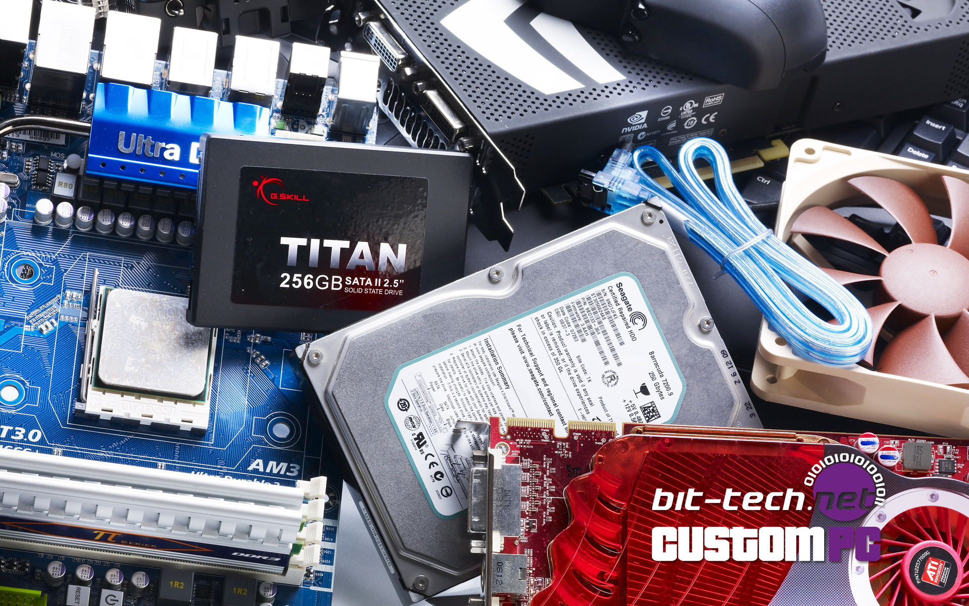 video card, hardware, keyboard, cooler, motherboard, cables, solid hard disk, pc, hard drive