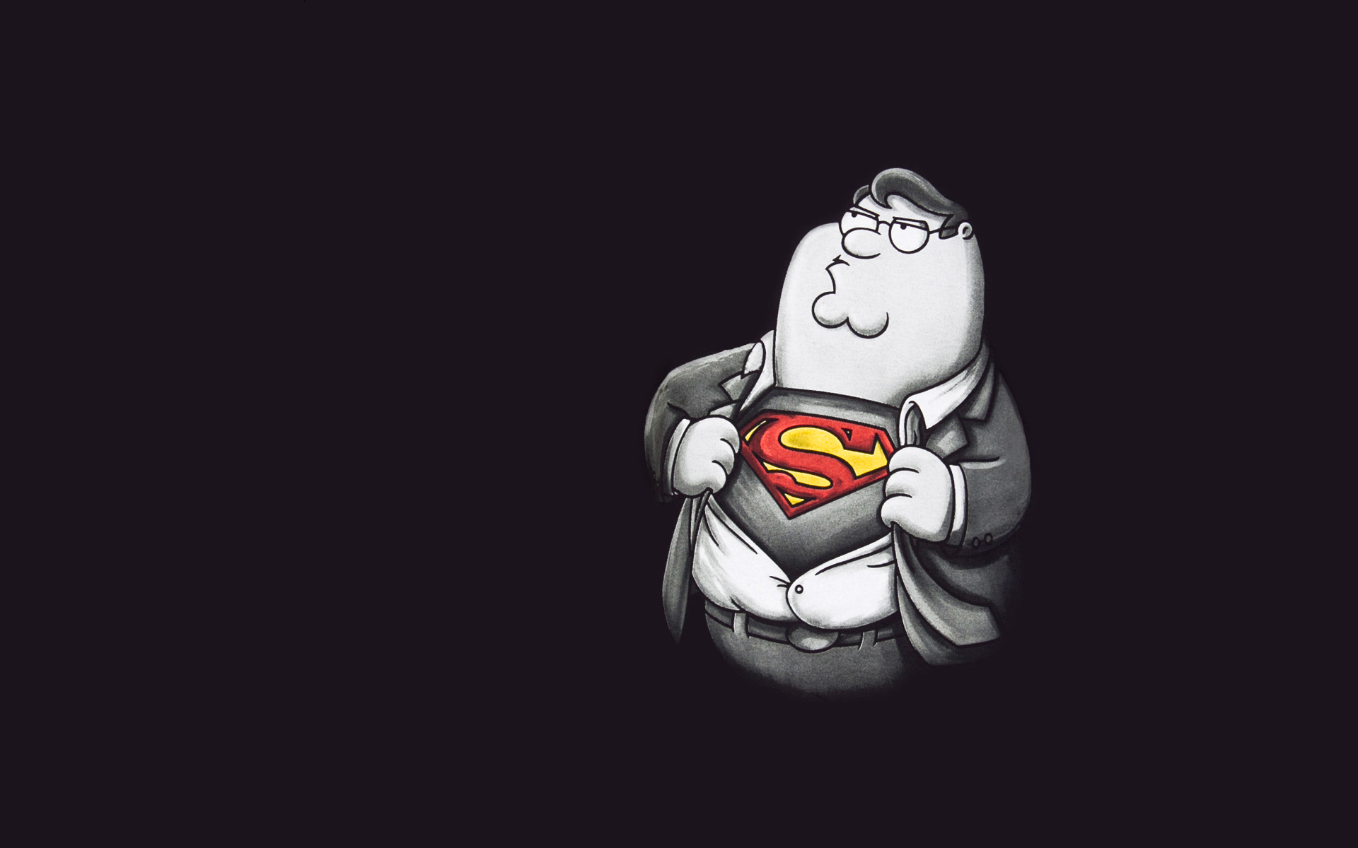 темный фон, family guy, superman, peter griffin, супермен, гриффины