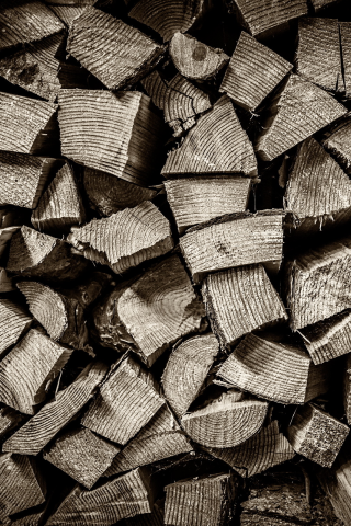 black and white, wood, pile of wood