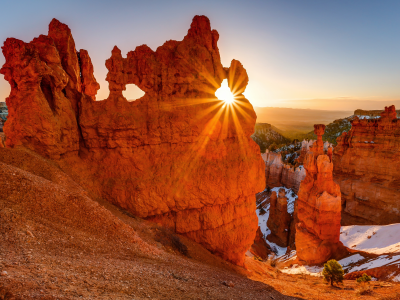 сша, лучи, солнце, штат юта, bryce canyon national park, горы, скалы