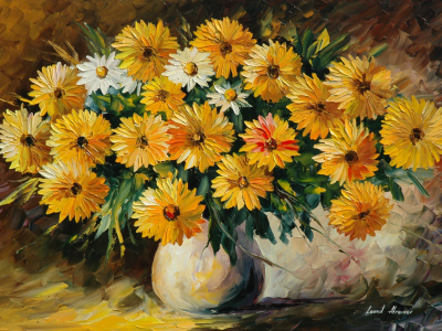 ваза, букет, цветы, leonid afremov, живопись