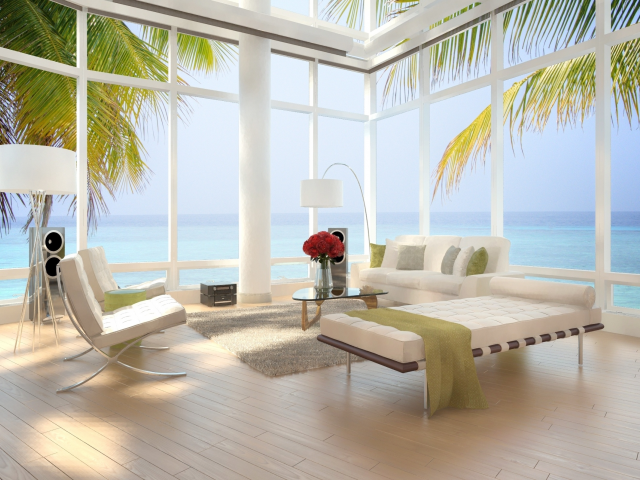 beach loft, luxury , chairs, interior, design , stylish , modern , apartment , bed, sea view