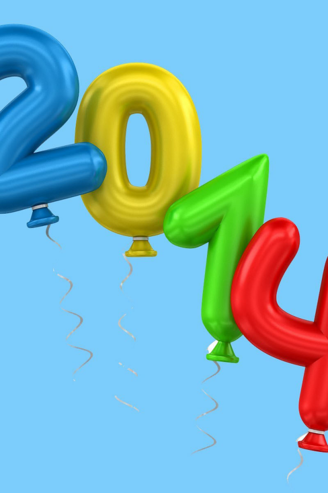  цифры, воздушные шары, 2014, праздник, новый год
