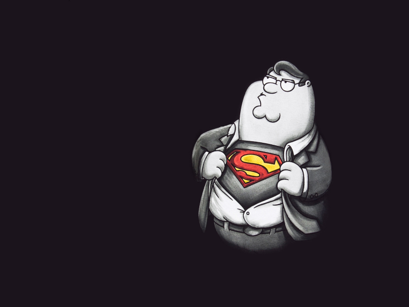 темный фон, family guy, superman, peter griffin, супермен, гриффины
