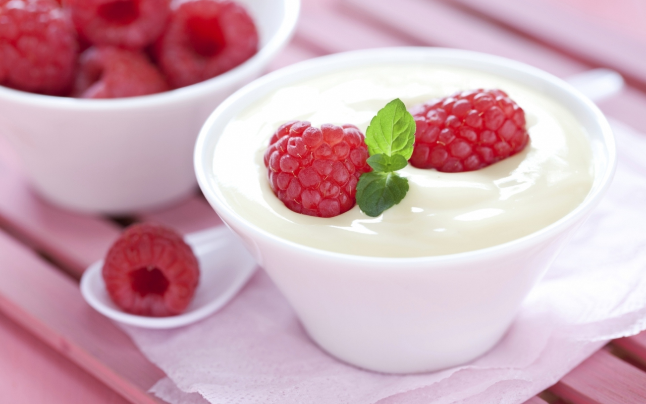 yogurt, cups, fruits, raspberries, крем, cream, йогурт, еда, milk, dessert