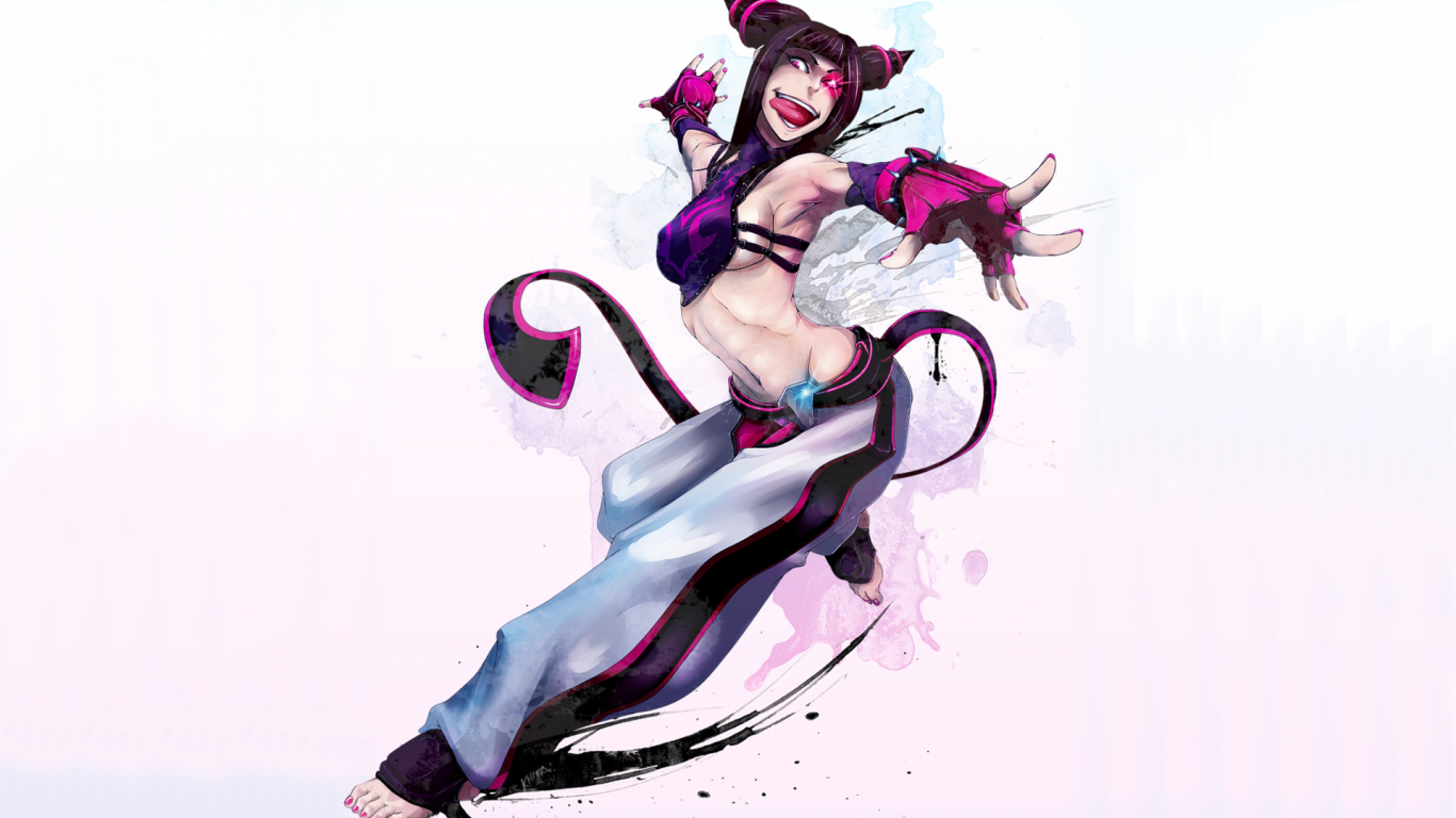 безумный взгляд, девушка, стойка, juri, street fighter