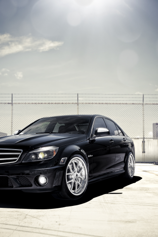 c 63, front, c-klasse, mercedes-benz, чёрный, black, мерседес бенц