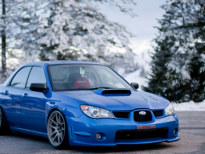 Subaru, голубой, зима