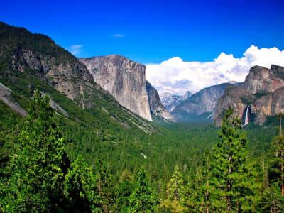 природа, windows-8, водопад, yosemite np, горы, лес, mountains