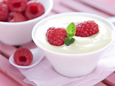 yogurt, cups, fruits, raspberries, крем, cream, йогурт, еда, milk, dessert