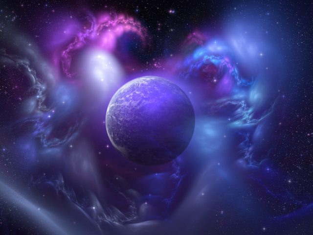 Планета, фиолетовый, космос