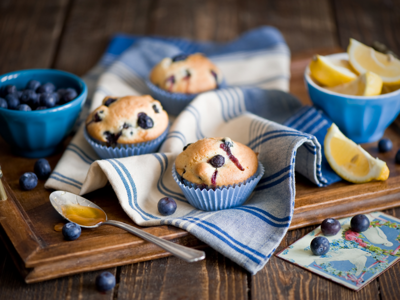 фрукты, muffins, завтрак, food, breakfast, sweet, fruit, lemon, cranberries