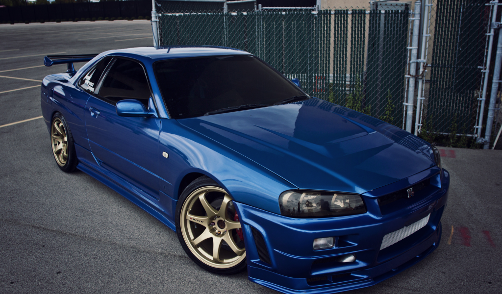 nissan, r34, синий, skyline gtr