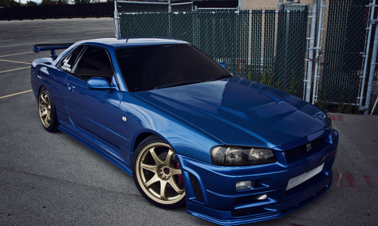 nissan, r34, синий, skyline gtr