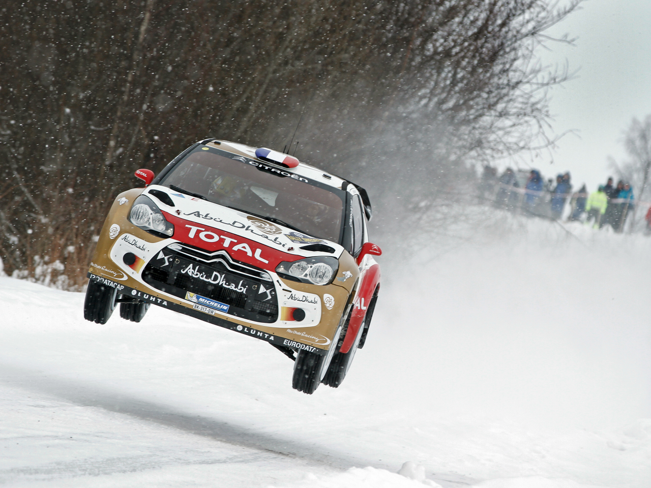 sebastien loeb, ds3, wrc, citroen, в воздухе, rally, daniel elena, передок