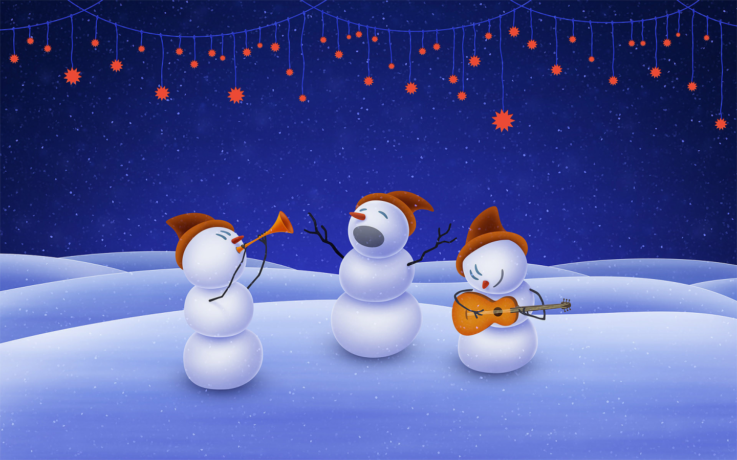 music, christmas, snowman, stars