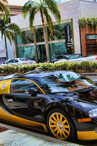supercar, veyron, eb, street, yellow, black, bugatti