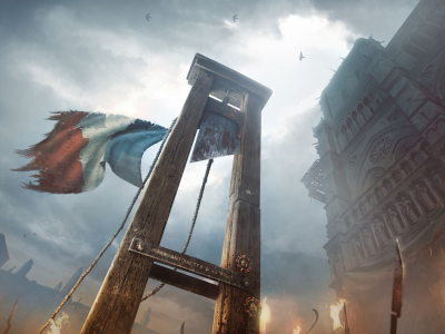 Assassins Creed Unity, Франция, революция, флаг, гильотина