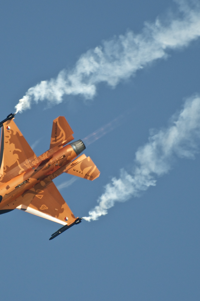  небо, вираж, нидерланды, самолет, дым, f-16 am, истребитель