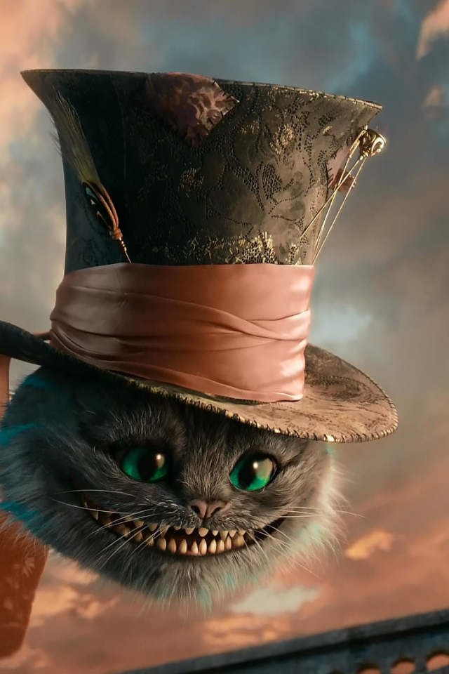 алиса в стране чудес, кот, чешир, шляпа, чеширский кот