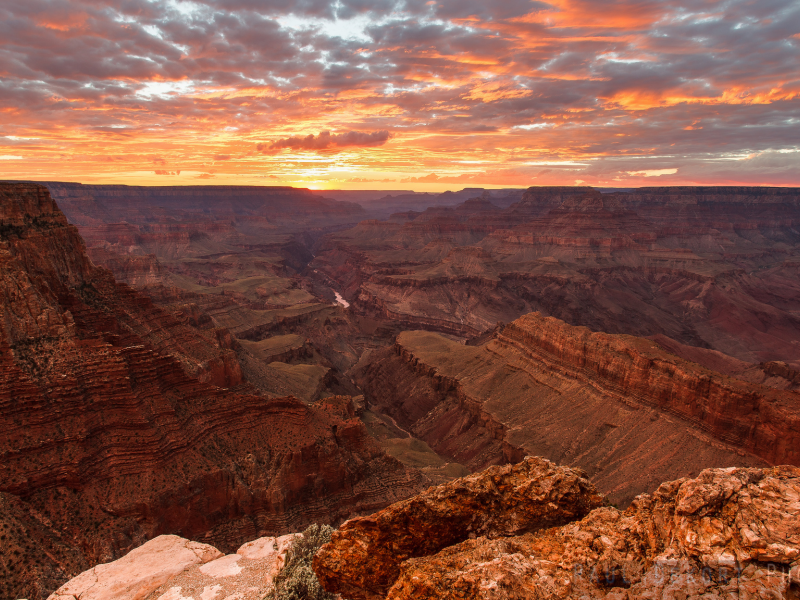grand canyon, небо, скалы, каньон, сша, закат